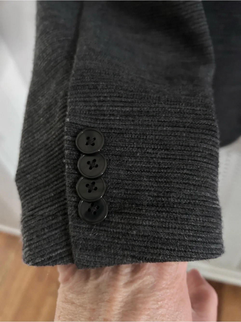 Frank + Oak Men’s 40 Charcoal Gray Wool Blend Textured Knit Blazer